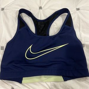 navy nike sports bra; size: medium